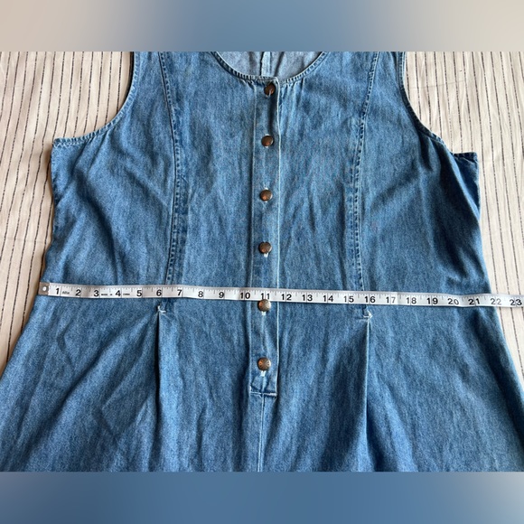 Denim Tank Sleeveless One Piece Romper Jumper Shorts Button Front Closure L/XL - Picture 7 of 11